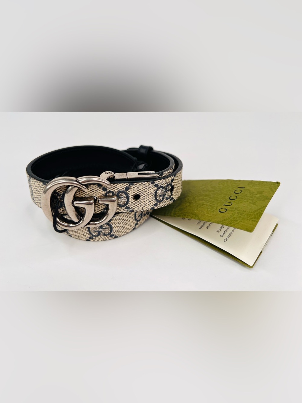 Gucci GG Supreme Canvas Leather Double G Interlocking Belt Size 38 cm - 95 in - Picture 9 of 9